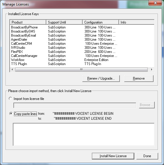 Enter License manually, by importing or copying and pasting