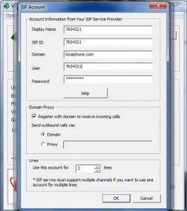 localphone SIP Setup