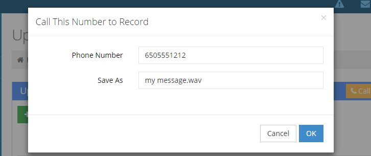 Save your recorded audio files for auto dialer campaigns